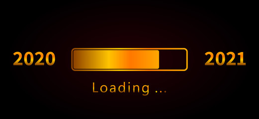 Wall Mural - 2021 new year with golden shiny loading progress bar. design for holiday banner, poster, greeting ca