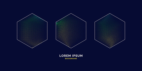 Poster - Vector abstract background with dynamic waves, line and particles.