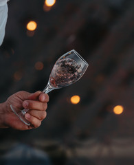 Sparkling rose Glass of wine for summer tasting.
