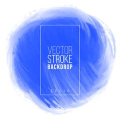 Poster - Vector hand drawn abstract background in circle shape. Artistic bakdrop blue color.