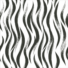 Seamless Wave Pattern, animal print, modern vector background. Wavy brush stroke, zebra grunge paint lines, tiger abstract watercolor illustration