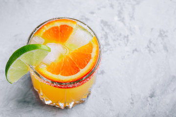 Wall Mural - Orange Lime Margarita. Refreshing summer drink with ice