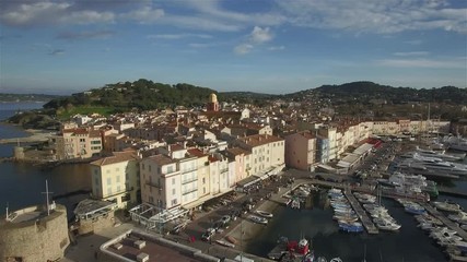 Wall Mural - Aerial view of the famous village of St Tropez on the French Riviera