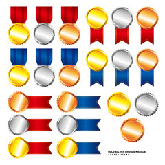 Wall Mural - gold silver bronze medals vector icons