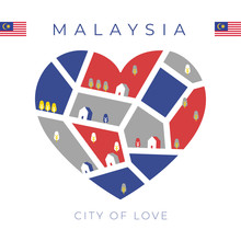 National Flag  With Heart Shaped Landscape : Vector Illustration