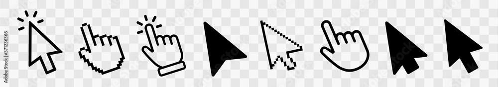 Vector hand cursors icons click set Stock Vector | Adobe Stock