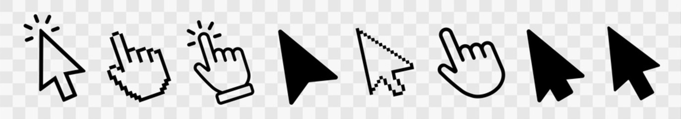 Fototapete - Vector hand cursors icons click set