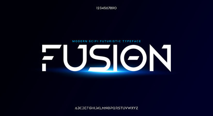 Poster - Fusion, an Abstract modern minimalist geometric futuristic alphabet font. digital space typography vector illustration design