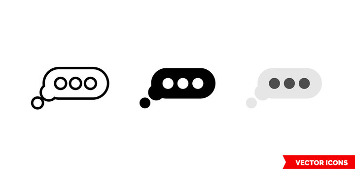 Typing icon of 3 types color, black and white, outline. Isolated vector sign symbol.