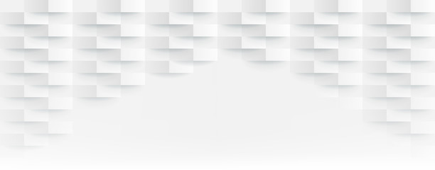 Aufkleber - 3D Futuristic white paper corners mosaic white background. Realistic geometric mesh rectangle texture. Abstract white vector wallpaper with hexagon grid