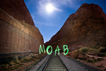 Wall Mural - Moab written through long exposure, Moab Utah