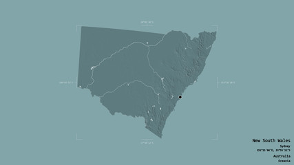 New South Wales - Australia. Bounding box. Administrative
