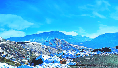 Poster - The beauty of snowy Pindus mountains, Greece