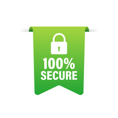 Sticker - 100 Secure grunge vector icon. Badge or button for commerce website. Vector stock illustration.