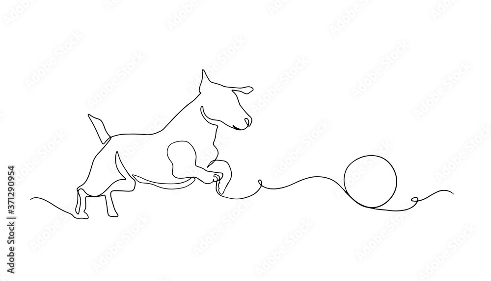 Dog drawing vector using continuous single one line art style isolated ...
