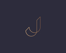 Letter J Logo Monogram, Minimal Style Identity Initial Logo Mark. Golden Gradient Parallel Lines Vector Emblem Logotype For Business Cards Initials Invitations Ect.