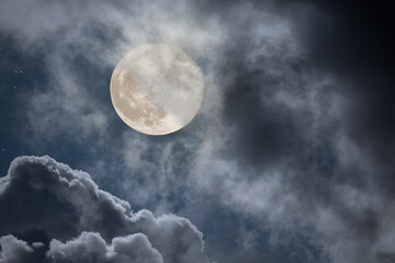 Wall Mural - cloudy full moon night