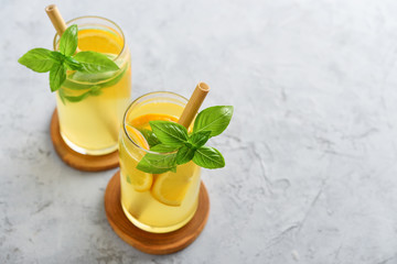 Wall Mural - Lemonade with orange and basil