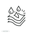 three layers fabric icon, moisture absorbing, absorption properties, thin line symbol on a white background, editable stroke vector illustration eps10