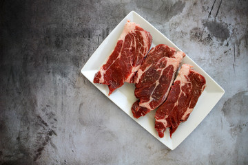 Wall Mural - A Plate of Raw Chuck Steaks