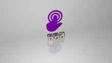 TAP Text Of Cubic Dice Letters On The Floor And 3D Icon On The Wall - 3D Illustration For Water And Background