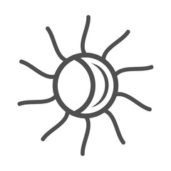 Sticker - sun beam weather season over white background line style icon