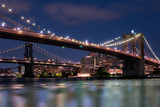 Fototapeta Koty - View on Dumbo with Brooklyn and Manhattan bridge at night with a long exposure,