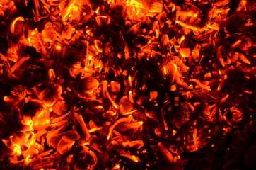 Poster - 
The graphic resource consists of glowing charcoals from an extinct fire.