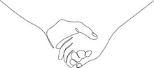 Continuous Line Drawing Of Hands Holding Together