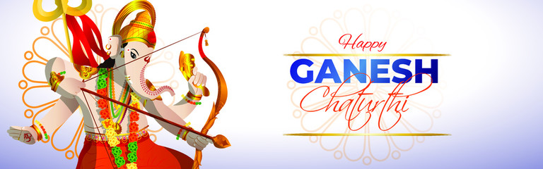 vector illustration for Indian festival Ganesh Chaturthi with text Ganesh Chaturthi means Ganesh Chaturthi.