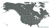 Fototapeta Londyn - North American Countries Map. 
The main boundary map of Canada, the United States.
