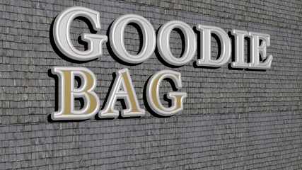Fototapete - goodie bag text on textured wall - 3D illustration for background and concept
