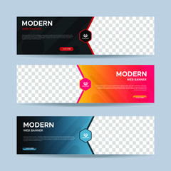Wall Mural - vector abstract design banner web template. collection of horizontal business ad banner. vector illu