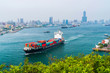 © BINGJHEN - The container ship into the port of Kaohsiung, Taiwan.