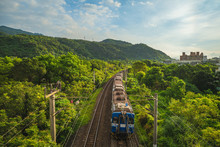 Train Passing The Field On Eastern Line In Yilan, Taiwan