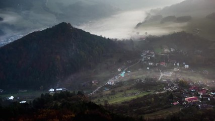 Wall Mural - Beautiful autumn panoramic landscape in mountains, Slovakia time lapse