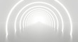 Abstract white light tunnel architecture background. 3d render.