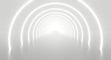 Fototapeta Do przedpokoju - Abstract white light tunnel architecture background. 3d render.
