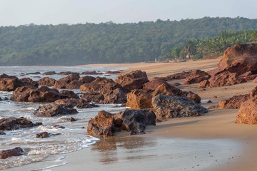 .view of the coast of a wild beach in Maharashtra. India