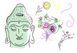 Motifs elements bouddha zen floral