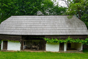 Sticker - authentic and traditional house made of clay and thatched roof and wood