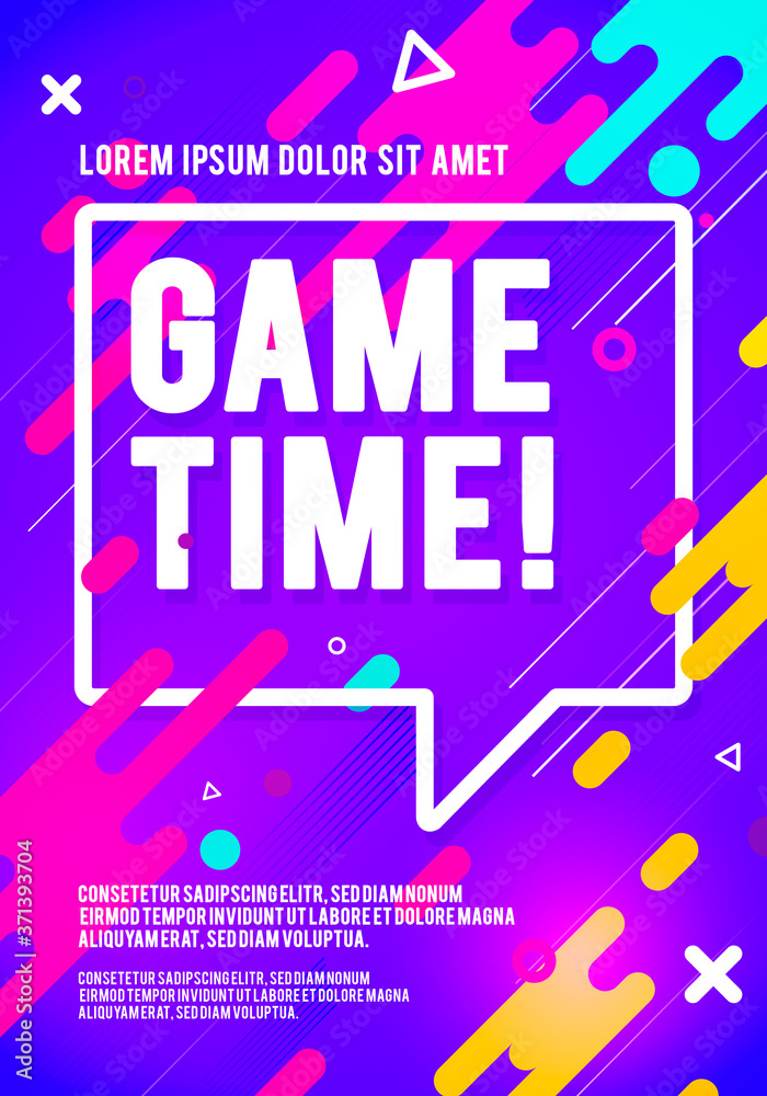 Vector Illustration Game Time Player Poster. Colorful Flyer About ...