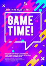 Vector Illustration Game Time Player Poster. Colorful Flyer About Gaming