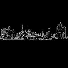 Wall Mural - Hamburg skyline drawing