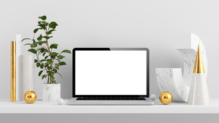 Canvas Print - laptop mock up with abstract shapes