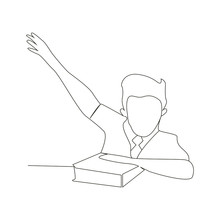 Schoolboy In Front Of An Open Door Public Domain Vectors