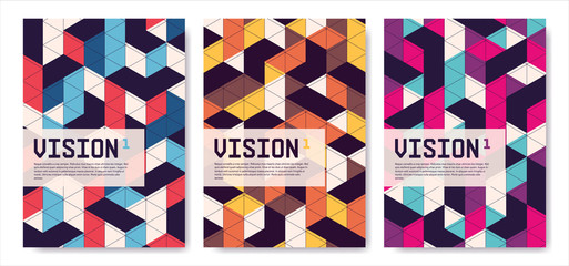 Wall Mural - set of isometric abstract covers, posters, background vector designs