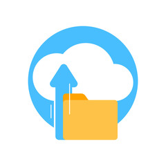 Poster - files upload to cloud storage concept flat design style icon logo vector illustration