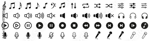 Fotomural Music and sound icon set. Music sign. Vector
