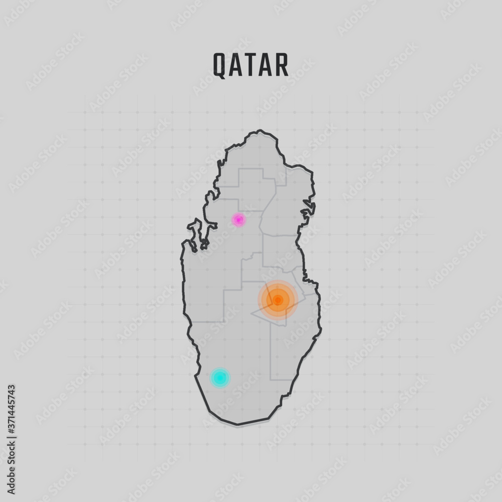 เวกเตอร์ Stock Map of Qatar with all states and radar spot on map. Each ...
